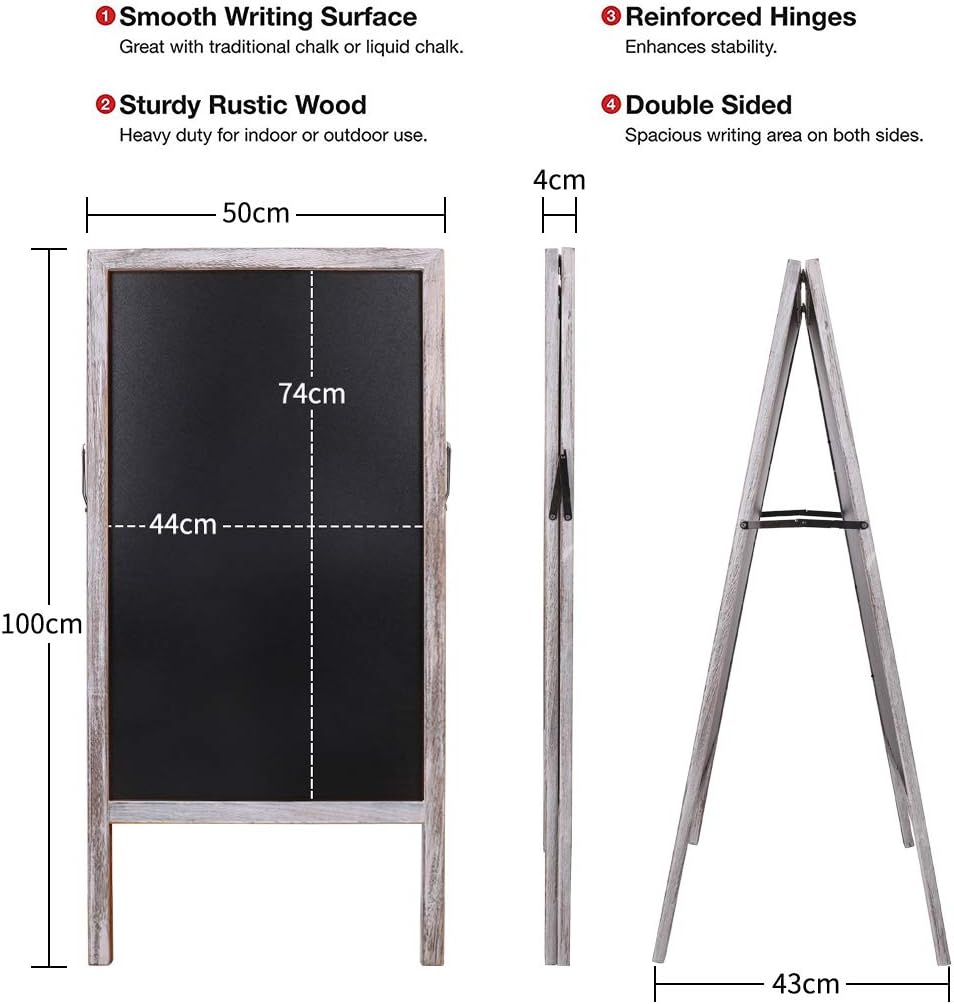 UNHO Kundenstopper Aufsteller Magnetische Kreidetafel beideseitig aus Holz Werbetagel Holztafel beid