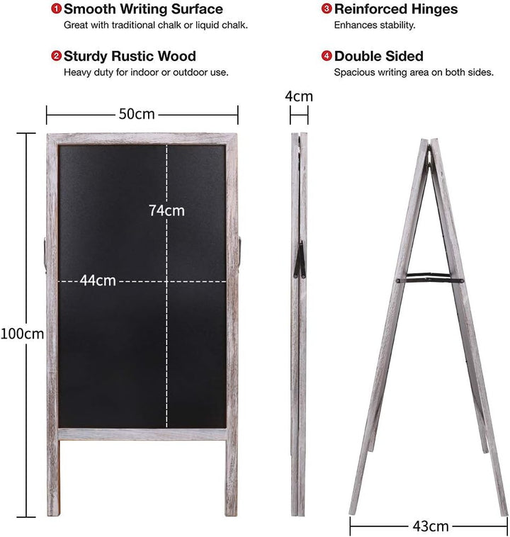 UNHO Kundenstopper Aufsteller Magnetische Kreidetafel beideseitig aus Holz Werbetagel Holztafel beid