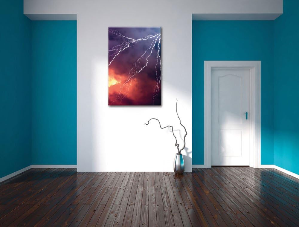 Blitze und Gewitter, Format: 100x70 auf Leinwand, XXL riesige Bilder fertig gerahmt mit Keilrahmen,