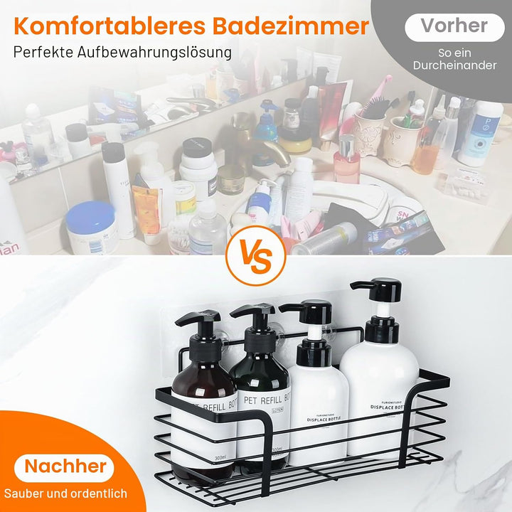 Ibergrif M34036B Duschablage & Badregal ohne Bohren – 2er Set aus rostfreiem Edelstahl, platzsparend
