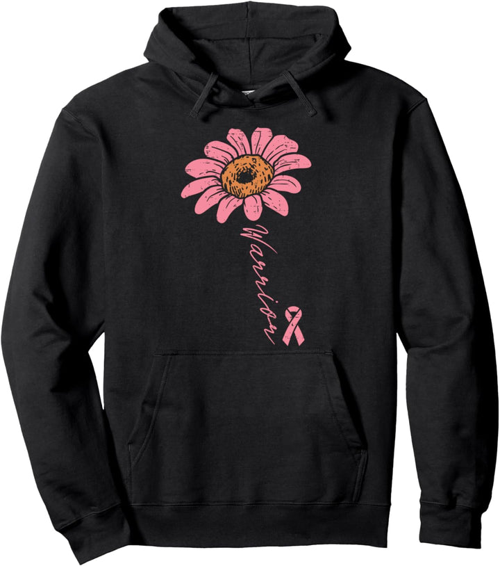 Sunflower Warrior Pink Ribbon Breast Cancer Awareness Women Pullover Hoodie