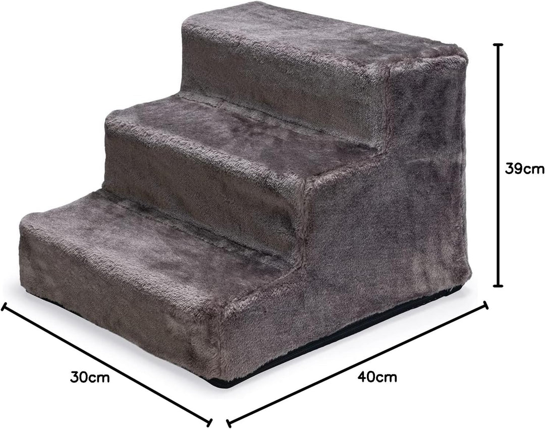 Karlie Easy Step Hundetreppe, Hundezubehör, Plüsch/Holz, Dunkelgrau - Dunkelgrau 40X39X30 cm, Dunkel