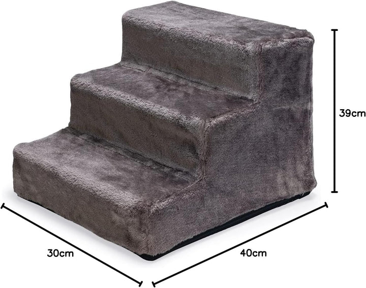 Karlie Easy Step Hundetreppe, Hundezubehör, Plüsch/Holz, Dunkelgrau - Dunkelgrau 40X39X30 cm, Dunkel