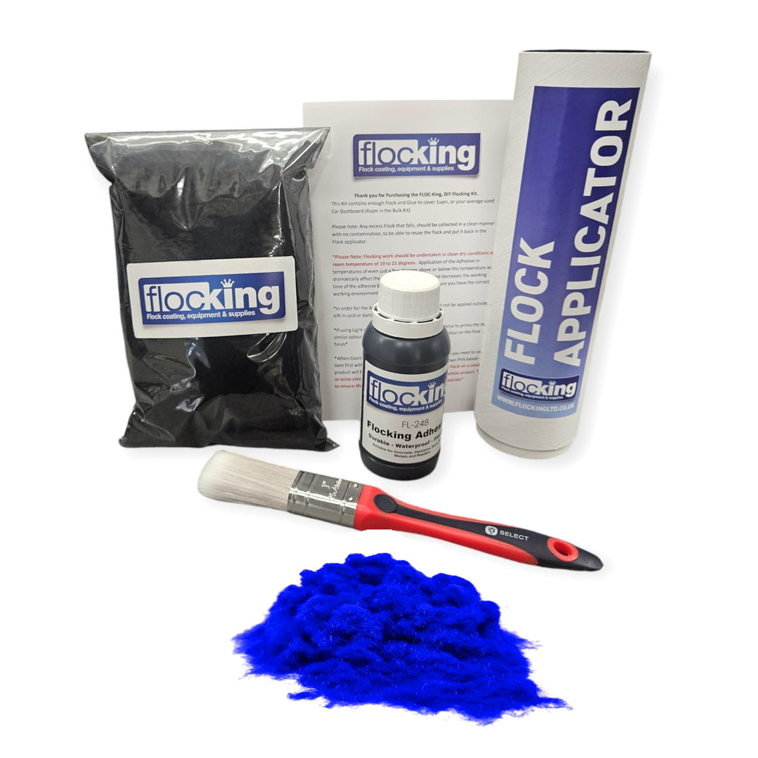 FLOC-KING DIY Flocking Kit - Flocked Dashboard - Project - Nylon Flock - Durable Finish (Electric Bl