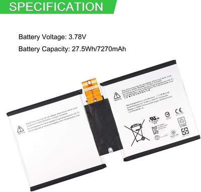 XITAIAN 3.78V 27.5Wh 7270mAh G3HTA003H G3HTA004H G3HTA007H Ersatz Akku für Microsoft Surface 3 1645