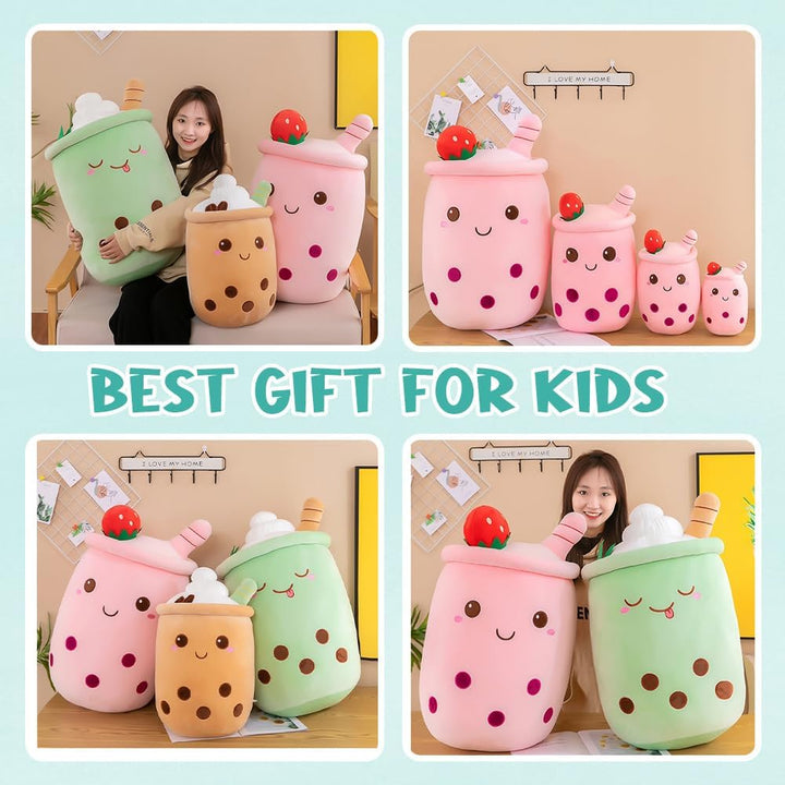 Bubble Tea Kuscheltier PlüSchtier XXL SüssE Kissen, Kawaii Bubble Tea Cup Plushie Stofftier Boba Tee