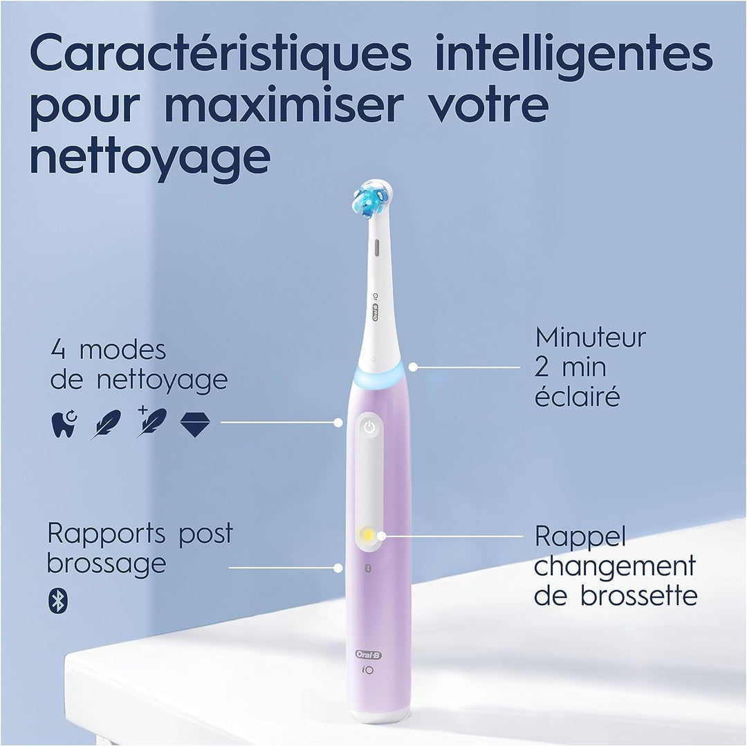 Oral-B iO 4N Elektrische Zahnbürste, Lavendel, mit Bluetooth, 1 Bürste, 1 Reiseetui