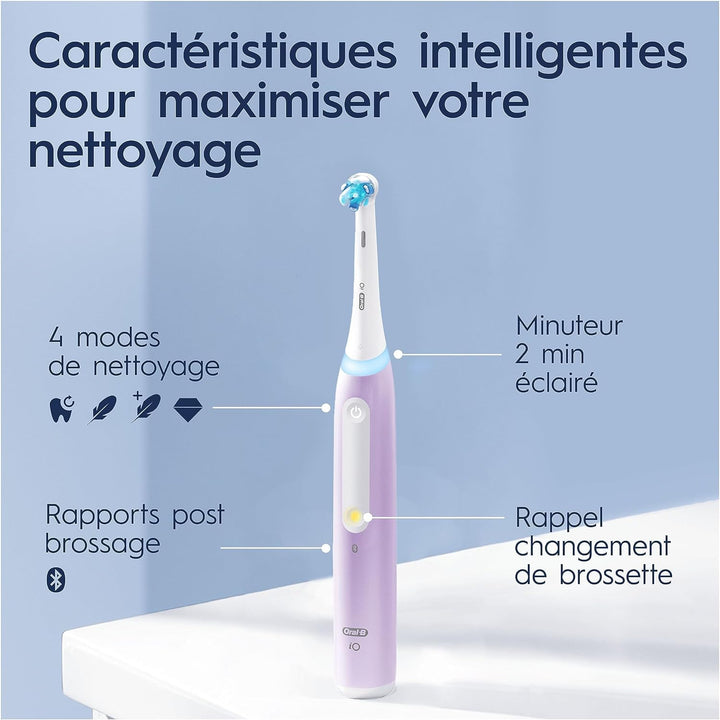 Oral-B iO 4N Elektrische Zahnbürste, Lavendel, mit Bluetooth, 1 Bürste, 1 Reiseetui