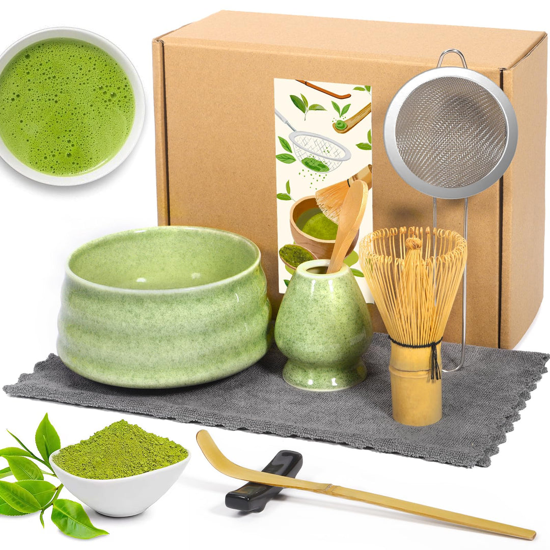 Matcha Set, 8 Stück Matcha Besen Set, Matcha Tea Set,Stylisches Matcha Set, Matcha Schale, Chasen, M