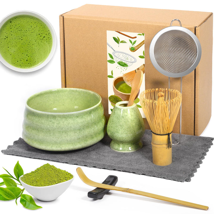 Matcha Set, 8 Stück Matcha Besen Set, Matcha Tea Set,Stylisches Matcha Set, Matcha Schale, Chasen, M