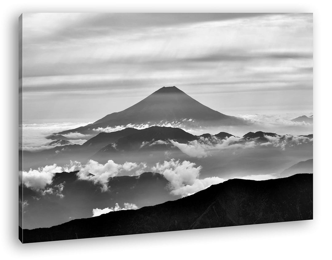 deyoli Fuji in Japan Format: 80x60 Effekt: Schwarz&amp;Weiss als Leinwandbild, Motiv fertig gerahmt auf