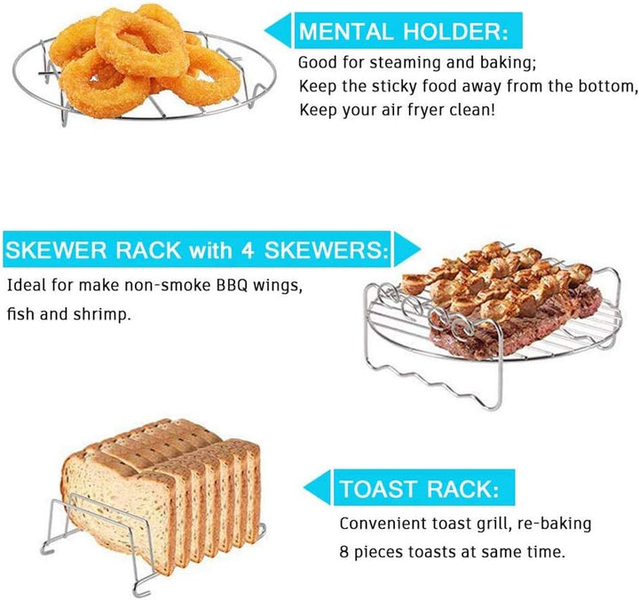 LooHome Zubehör für Heissluftfritteusen, 5 Sets für Gowise Phillips Cozyna, 7 Zoll Durchmesser für 3