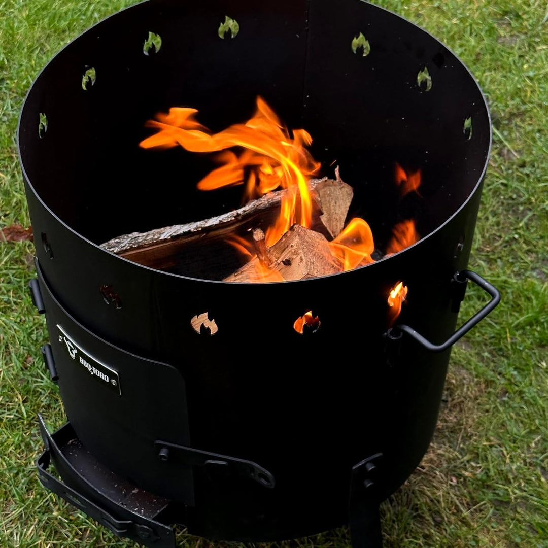 BBQ-Toro Gusseisen Kazan mit Kazan Ofen Ø 35 cm | 6,9 L Gusstopf mit Deckel, Gusseisentopf | Gulasch