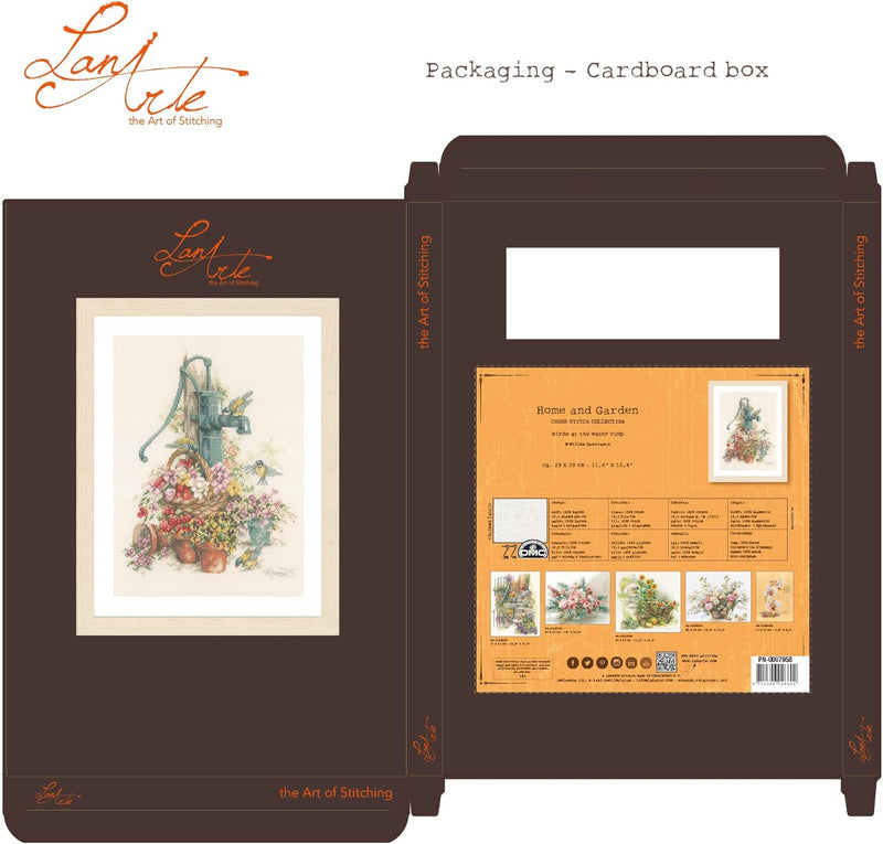 Lanarte PN-0007958 Kreuzstichset Blumen/Wasserpumpe, Zahlmuster Zählmusterpackung, Baumwolle, mehrfa