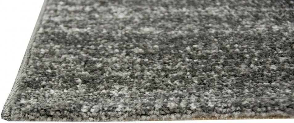 CARPETIA Moderner Teppich Wohnzimmerteppich Kurzflor Uni anthrazit grau meliert Grösse 80x150 cm 80