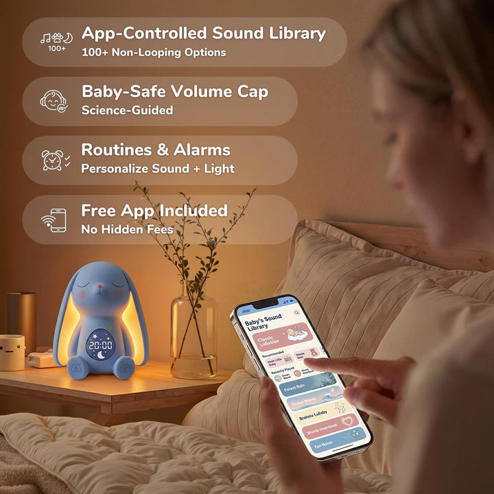 MeWaii White Noise Machine Baby mit Weinen-Erkennung & Wecker, 100 Weisses Rauschen, 22 Stunden Akku