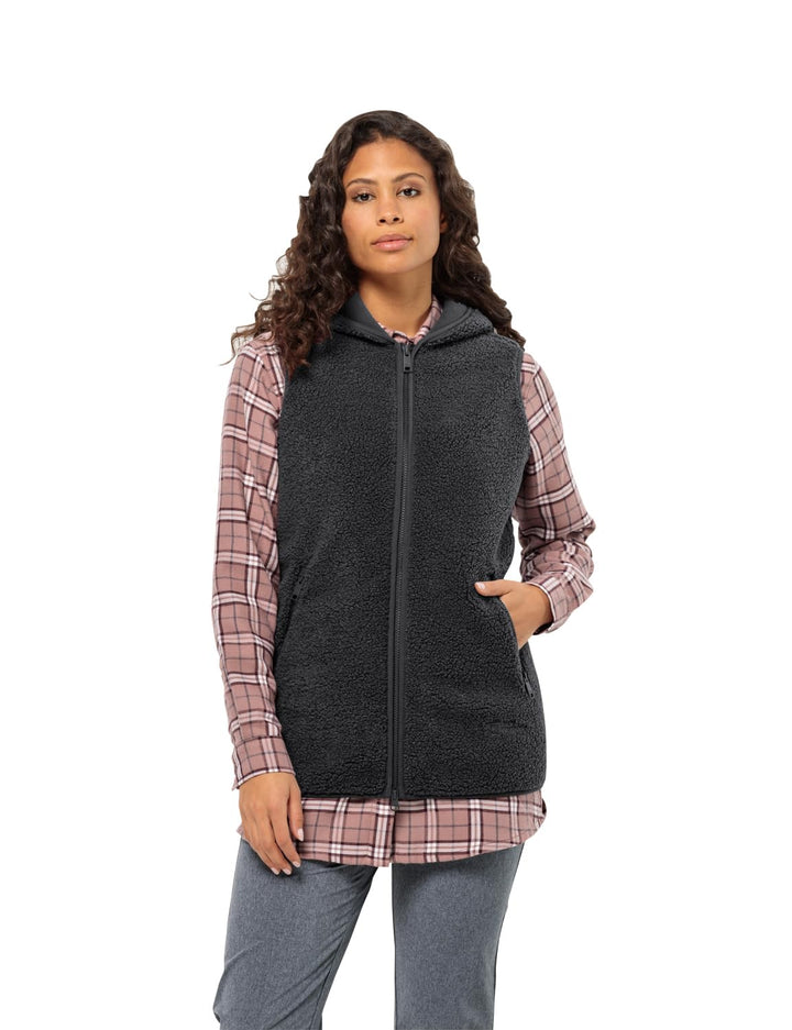 Jack Wolfskin Damen High Curl Long Vest W Fleece-Weste XS Schwarz, XS Schwarz