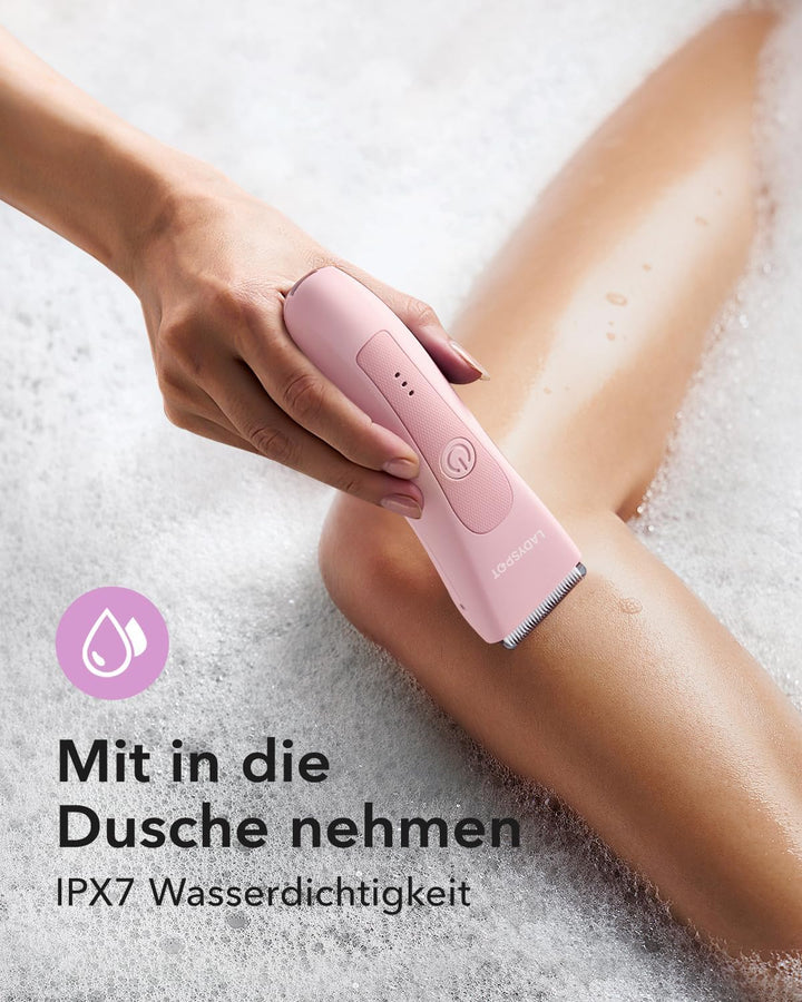 Intimrasierer für Frauen, Bikini-Trimmer mit 3 Keramikklingenköpfen Rosa, Rosa