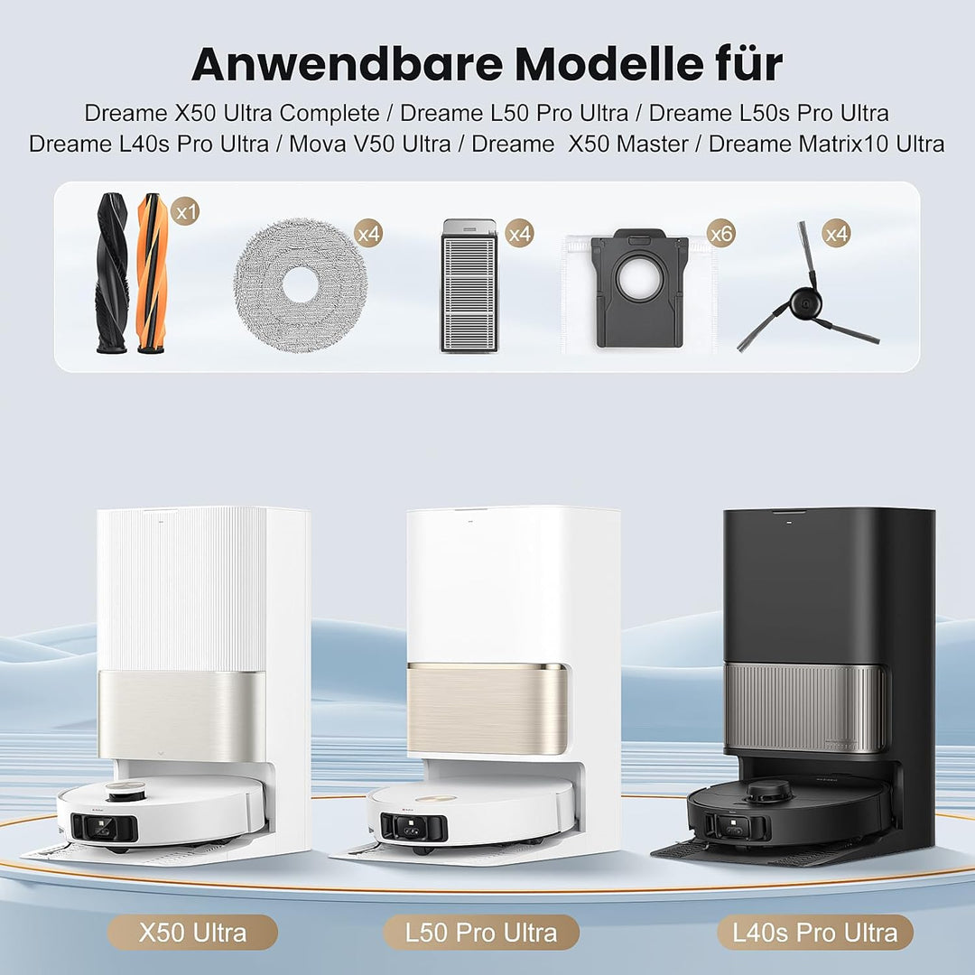 22 Stück Zubehör für Dreame X50 Ultra/L40s Pro Ultra/L50 Pro Ultra/Mova V50 Ultra/X50 Master/Matrix1