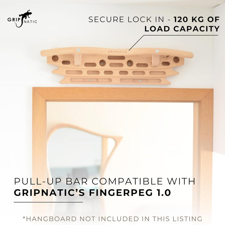 Buchenholz Klimmzugstange für FingerPeg 1.0 Hangboard, Abnehmbar | Abnehmbare Buchenholz-Stange für