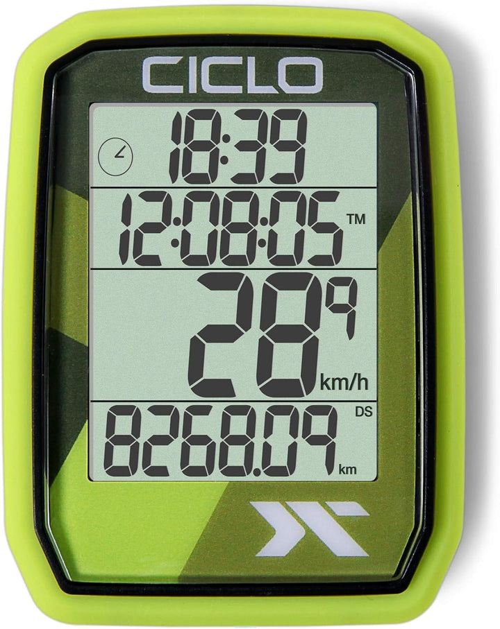 CICLO PROTOS 205 drahtloser Fahrradcomputer, mit 5 automatischen Funktionen in grün, in grün