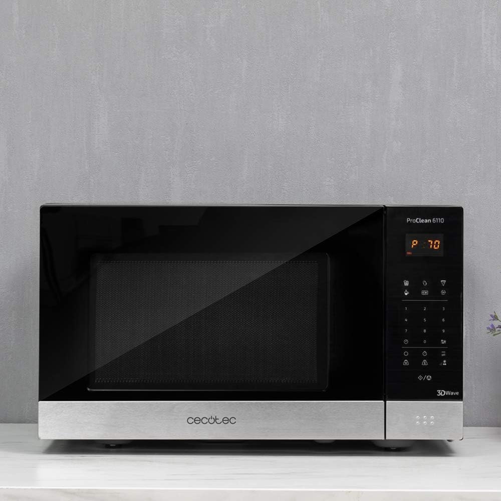 Cecotec Mikrowelle Pro Clean 6110. 800 W, Grill 1000 W, 23 L, Ready 2 Clean Beschichtung 3D Wave Fro