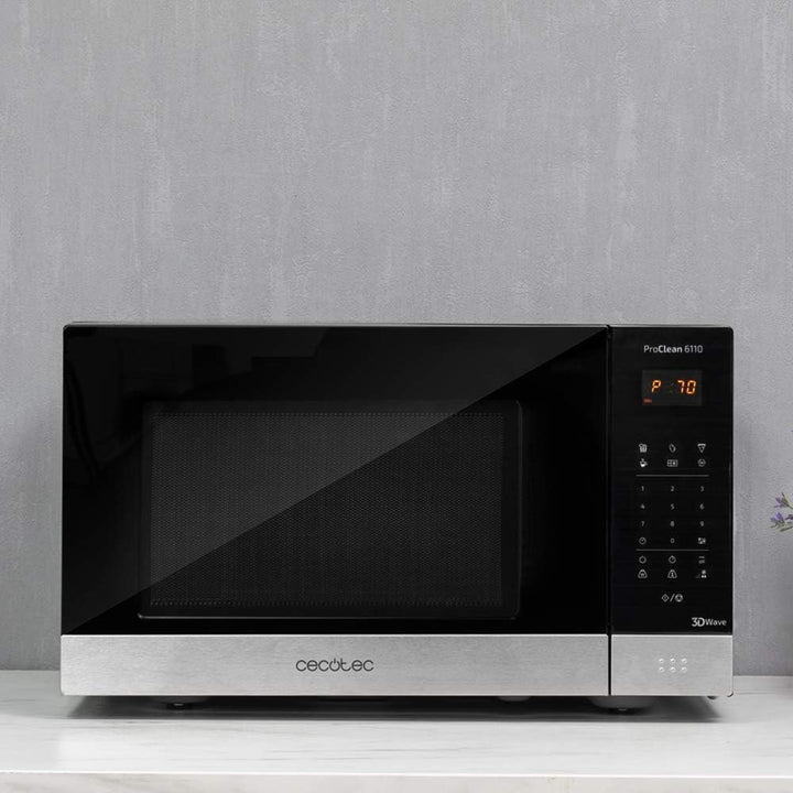 Cecotec Mikrowelle Pro Clean 6110. 800 W, Grill 1000 W, 23 L, Ready 2 Clean Beschichtung 3D Wave Fro
