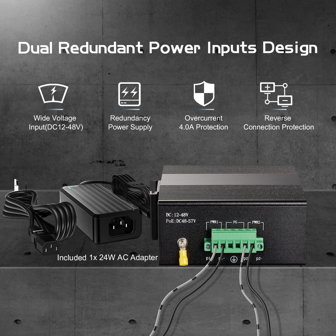 Binardat 8 Port Gigabit Din Rail Industrial Ethernet Switch, 8 Ports 10/100/1000Mbps, Fanless Wall M