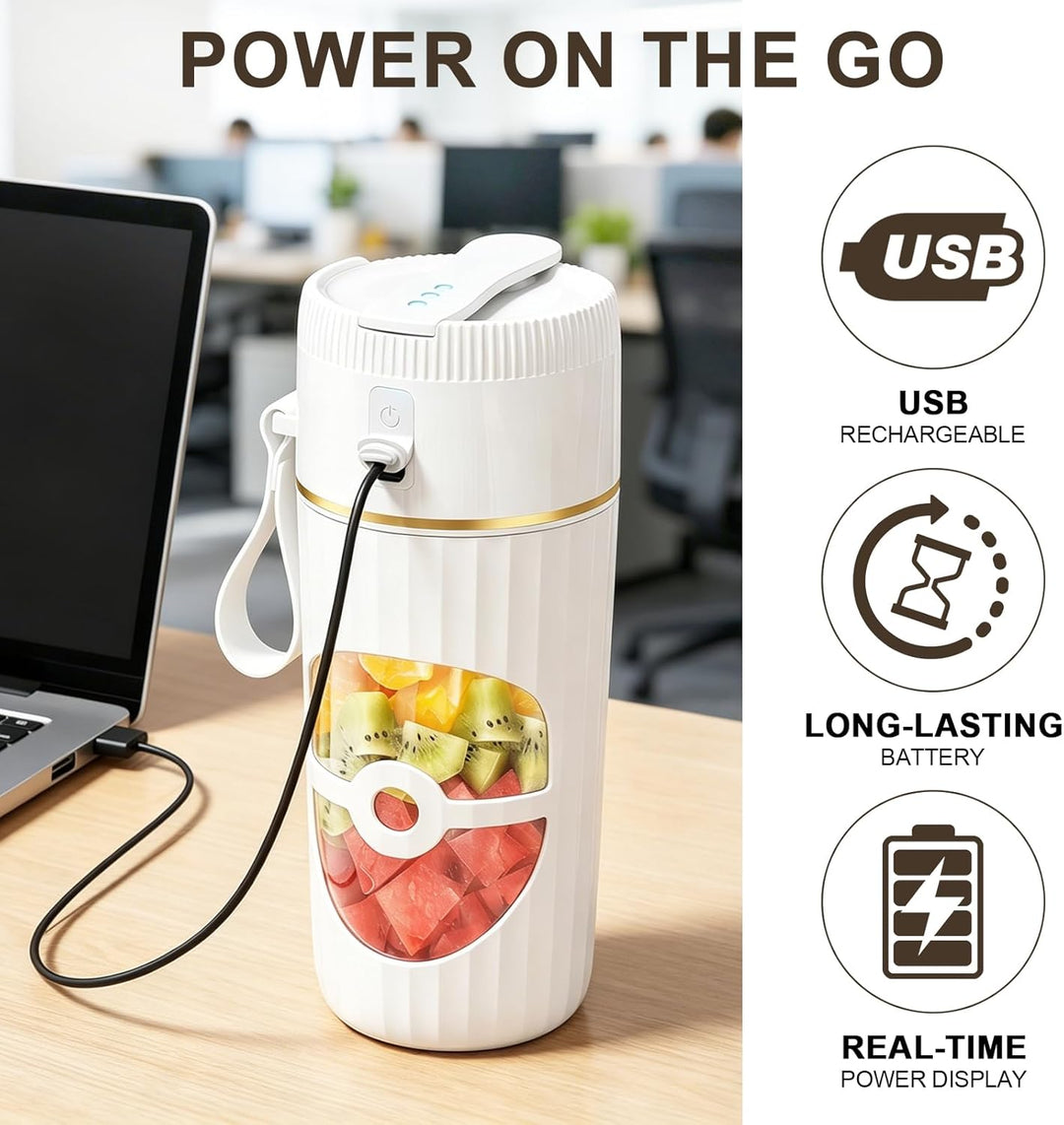CEWROM Tragbarer Mixer, USB Wiederaufladbarer Smoothie Maker, 400ml Kleiner Mixer mit 10 Edelstahl K