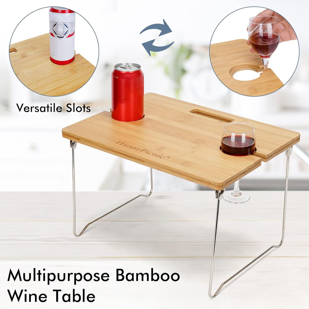 Weidenkorb Picknickkorb für 2 Personen Picknickset, Weidenkorb Service Geschenkset mit Bambus Weinti