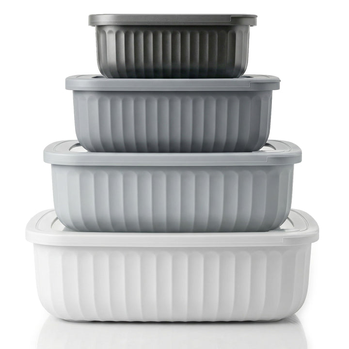 Arendo – Lunchbox - Vorratsdosen Set mit Deckel – 4 Dosen bis zu 4 Liter – Dampf-/Druckventil – inei