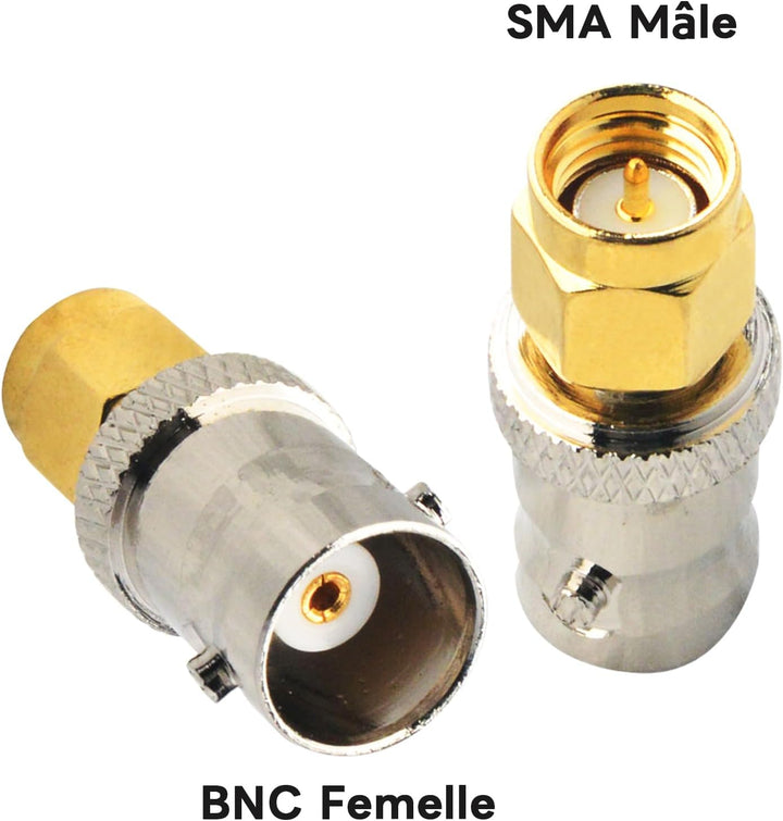 Boobrie Adapter BNC SMA Koaxialstecker SMA Stecker auf BNC-Buchse, Koaxialadapter für Antennen RF Ge
