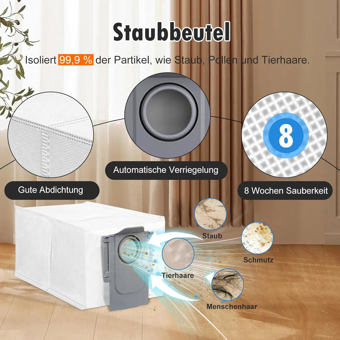 26 Stück Zubehör für Roborock QV 35A/QV 35S / QR598 / QR798 Saugroboter, 2 Hauptbürste, 6 Staubbeute