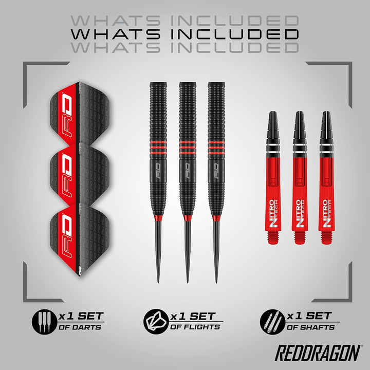RED DRAGON Milano RS 21g, 22g, 23g, 24g oder 26g Tungsten Darts mit Flights und Schäfte 21.0 Gramm,