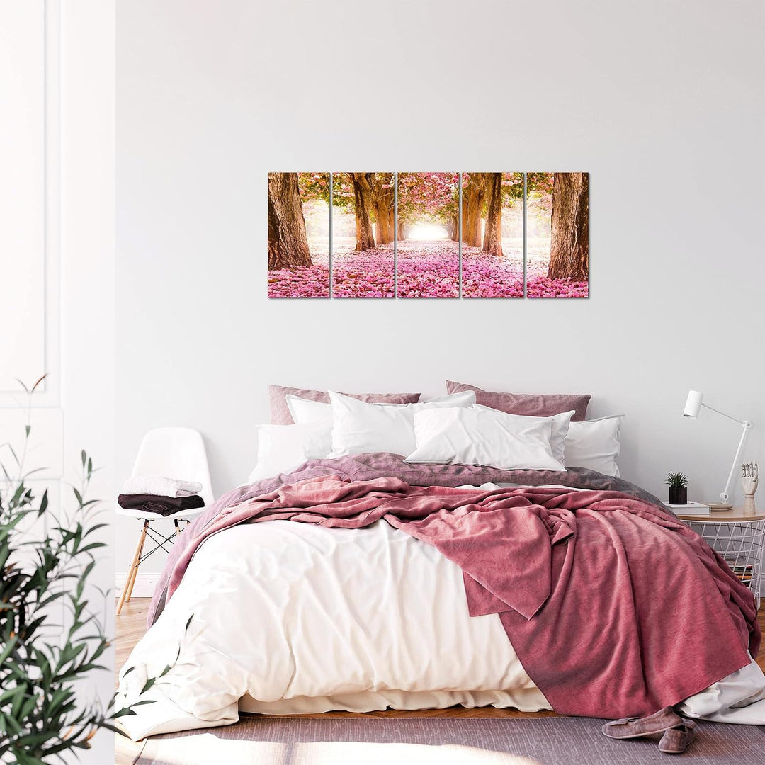 Runa Art Bild Wald Landschaft Wandbilder auf Vlies Leinwand 5 Teilig Wanddekoration Schlafzimmer Woh
