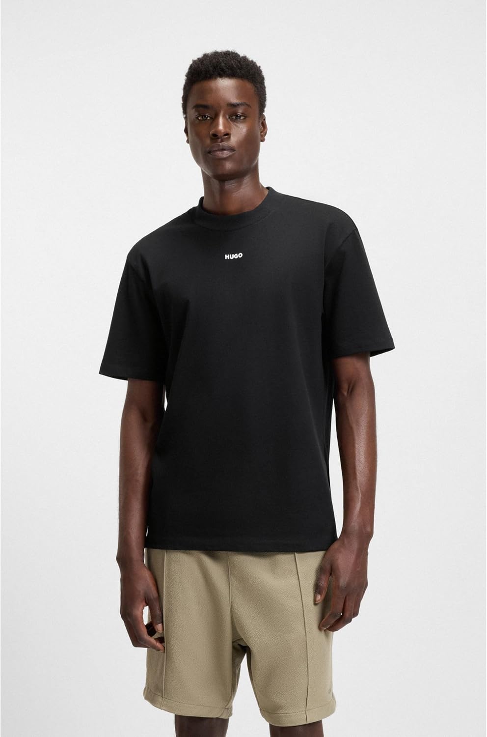 HUGO Herren Dapolino Relaxed-Fit T-Shirt aus Baumwoll-Jersey mit Logo-Print XS Black1, XS Black1