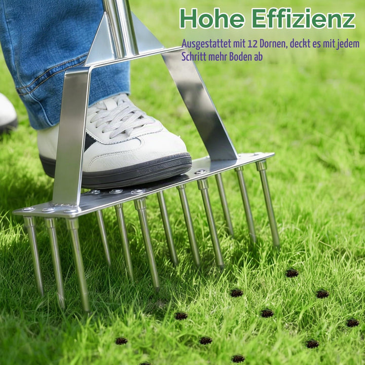 Rasenlüfter, Manueller Aerifizierer für Rasen mit 12 Spikes,Belüfter Werkzeuge für Rasenpflege und V