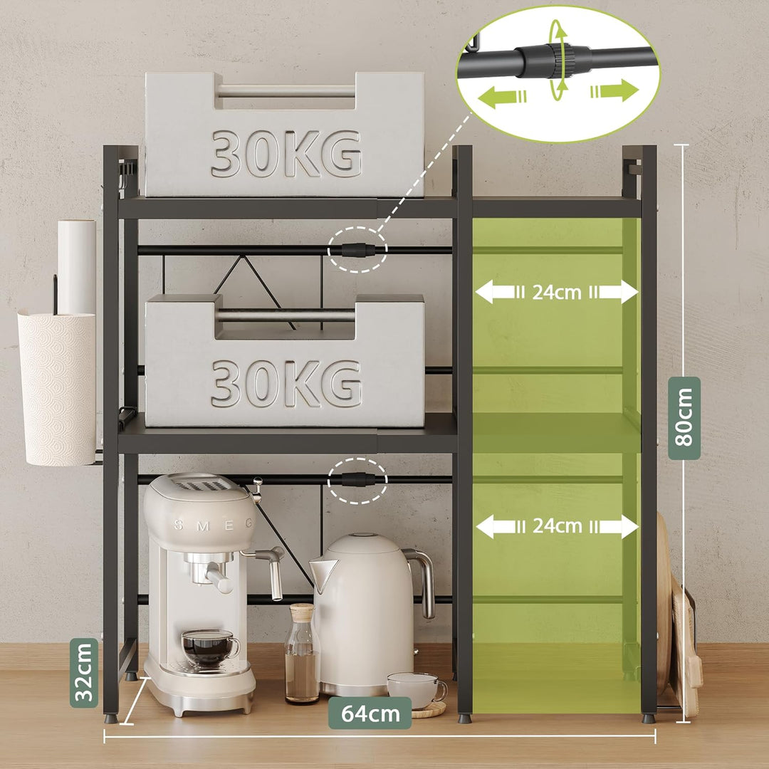 NETEL Mikrowellen Ständer 3 Stufiges Mikrowellen Halter Organizer mit Haken, Rollen Schneidebrett Ha