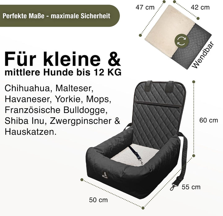 Hunde Autositz Auto Hundesitz, 2-in-1 Hundebett Hundekorb für kleine & mittelgrosse Hunde, Oxford St