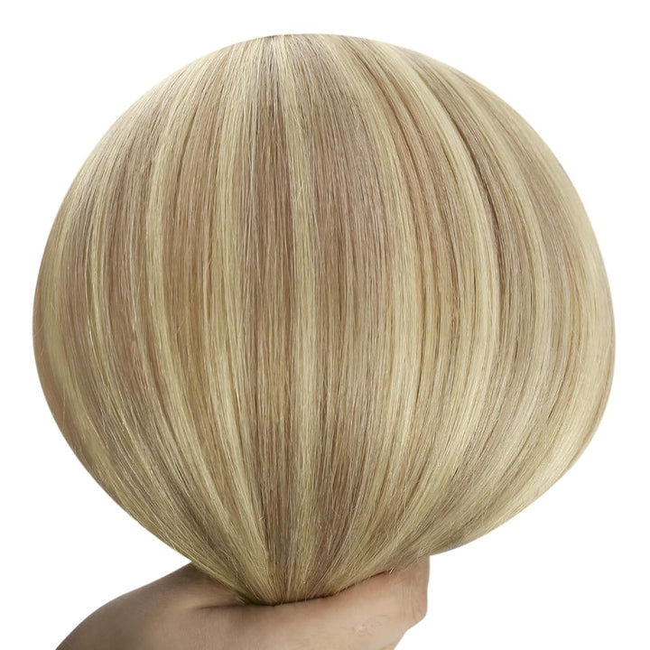 YoungSee Echthaar Tressen Blond Gesträhnt 55cm Tressen Extensions Echthaar Lang Haartressen Echthaar