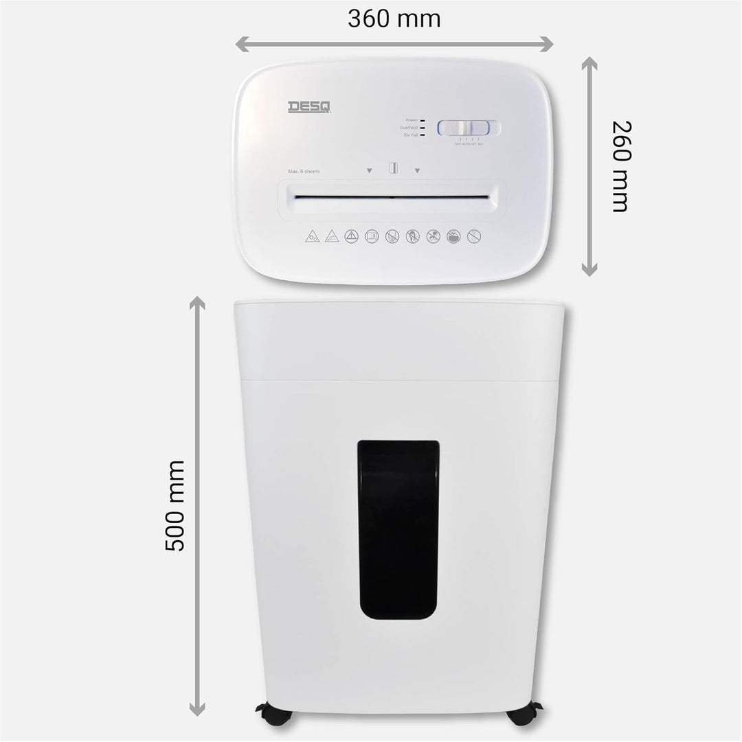 DESQ® Aktenvernichter Sicherheitsstufe P5 - Microcut (2500 Partikel/A4), 2 x 12 mm, 20 Liter, 10 min
