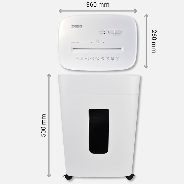 DESQ® Aktenvernichter Sicherheitsstufe P5 - Microcut (2500 Partikel/A4), 2 x 12 mm, 20 Liter, 10 min