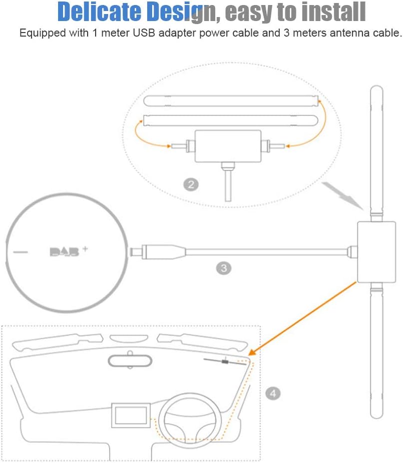 USB DAB + Radio-Antennenempfänger, tragbarer Adapter Digitaler Autoradio-Empfänger mit verstärkter A
