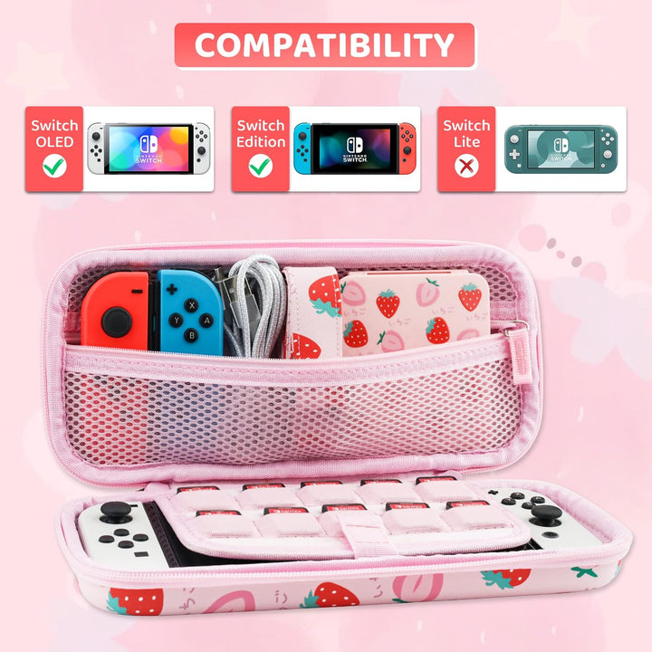 RHOTALL Niedliche Tragetasche für Nintendo Switch & Switch OLED Hülle, harte tragbare Reisehülle für