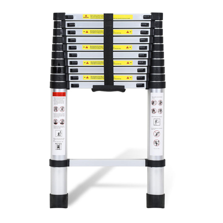 Fiqops 3.2M Aluminium Teleskopleiter, Ausziehbare Leiter 150 kg Belastbarkeit, Rutschfester Aluleite