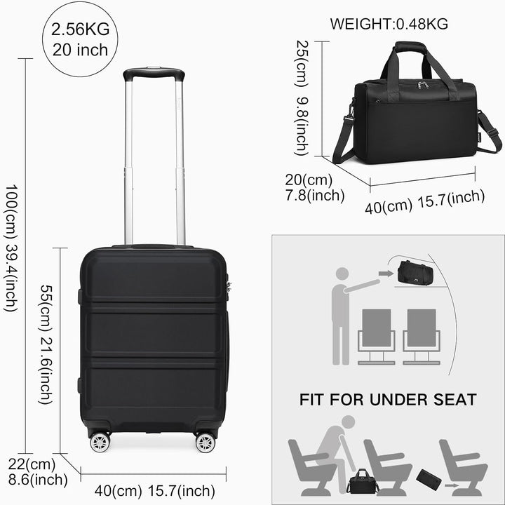 KONO Gepäcksets 2 Teilig Kofferset Leicht Hartschale 55cm Kleiner Koffer mit Rollen Handgepäck Set m