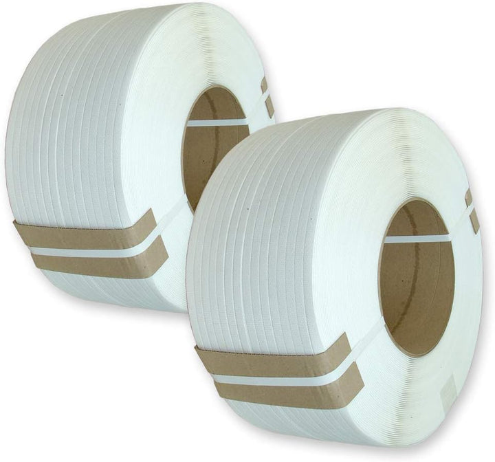2 Rollen PP - Umreifungsband 12 mm breit x 0,63 mm - 3000 m, Kern 200 mm, weiss für Umreifungsmaschi