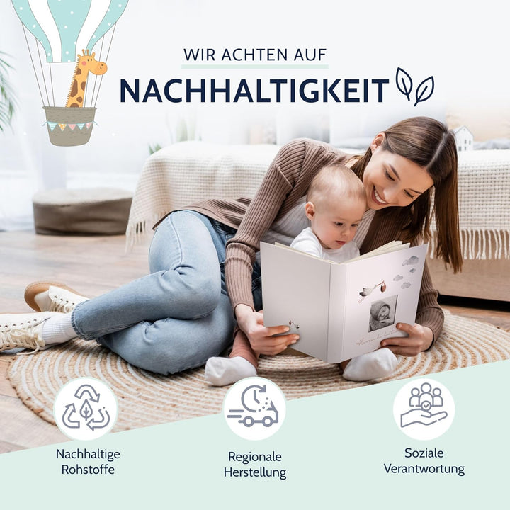 goldbuch 15 474 Babyalbum Hurra - Du bist da!, Babybuch 30 x 31 x 4 cm, Foto Album, 58 weisse Blanko