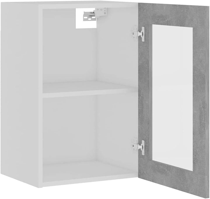 homiuse Hängeglasschrank Betongrau 40x31x60 cm Holz KüChenschrank HäNgeschrank KüChe Vorratsschrank