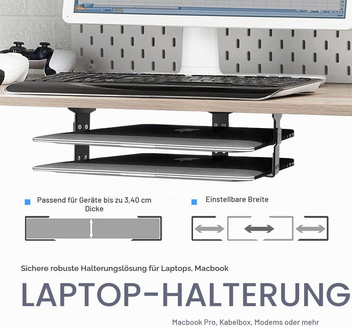 Aluminium 2-Lagige Untertisch Halterung Regal Halter Ständer für Laptop, MacBook Air/Pro mit kratzfe
